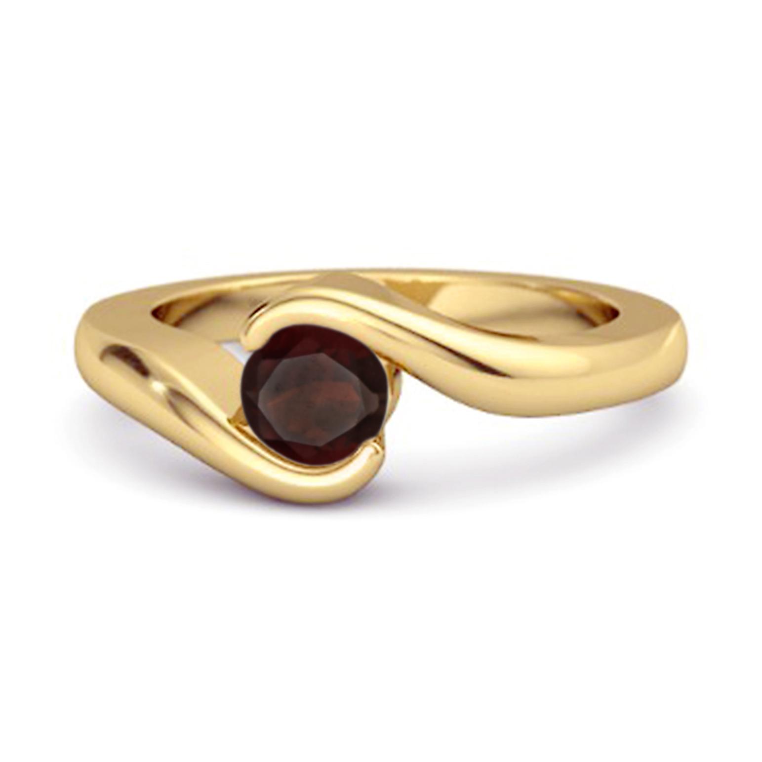 

Garnet Modern Bypass Band Ring - 925 Sterling Silver Gold Vermeil 7.5 жовтий
