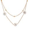 Yhpup Summer Imitation Shell Flower Double Layer Chain Necklace Anklet for Women Trendy Plant Charm Jewelry Bijoux Gift