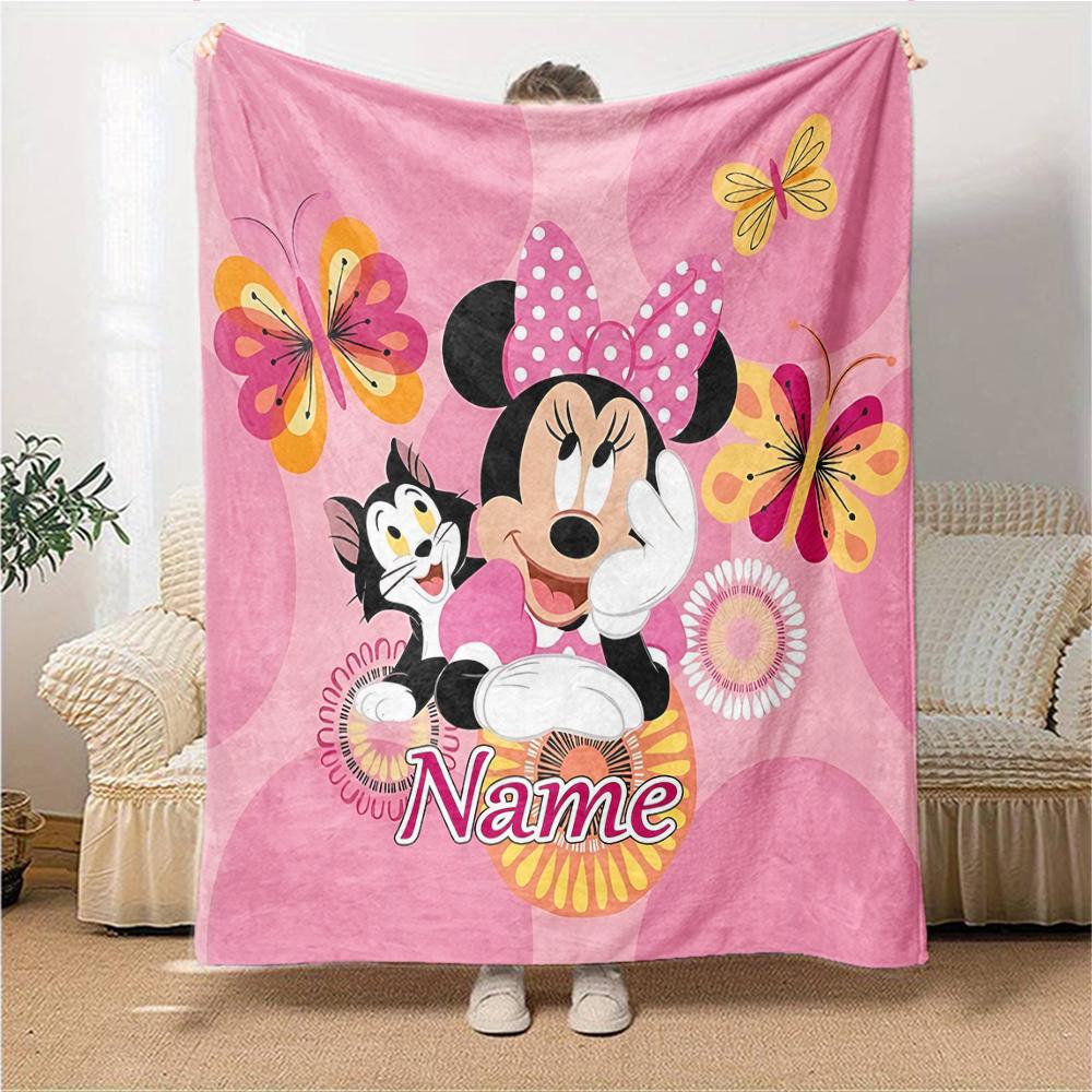 Custom Name Mickey Mouse Celebration blanket for Couch & Bed, Plush Cozy Fuzzy Blanket Super Soft & Warm Blankets for Fall and Winter. 090826