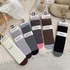 5 Paar Socken Damen Doppelte Schrittnaht Crimpende Kontrastfarbe Mittellange Socken Doppelnaht-Spleißstreifen Stapelsocken Knochenlose Damensocken