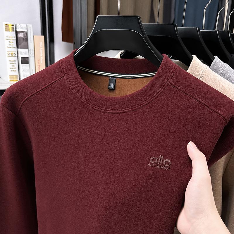 Men s Warm Fleece Hoodie - Autumn/Winter Round Neck, Thick Casual Fashion Long Sleeve Shirt 3XL