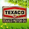 Vintage Texaco Motor Oil Metal Sign, Retro Automotive Wall Art, Garage Man Cave Decor Statement Piece for Car Enthusiasts