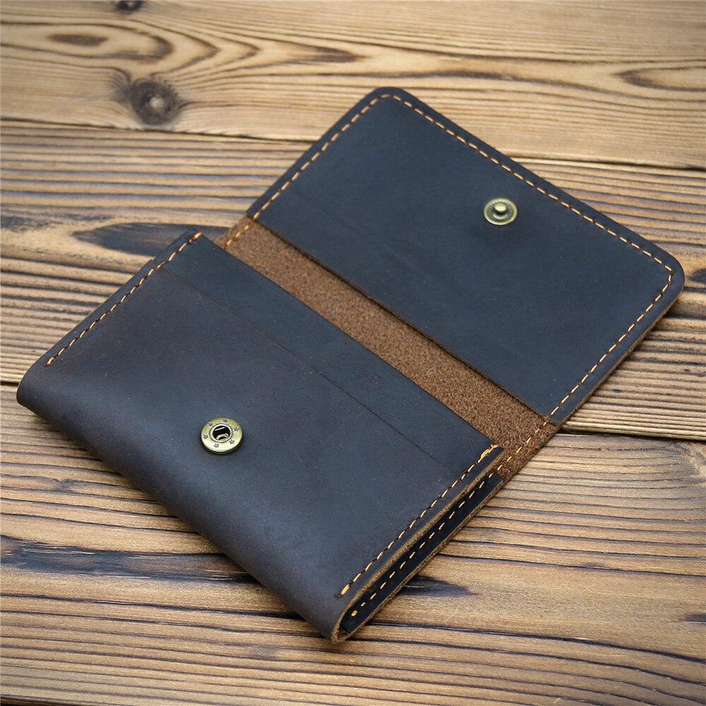 Vintage Crazy Horse Leather Credit Card Holder Wallet Mens Real Cowhide Slim ID VIP Cards Bags Small Change Coins