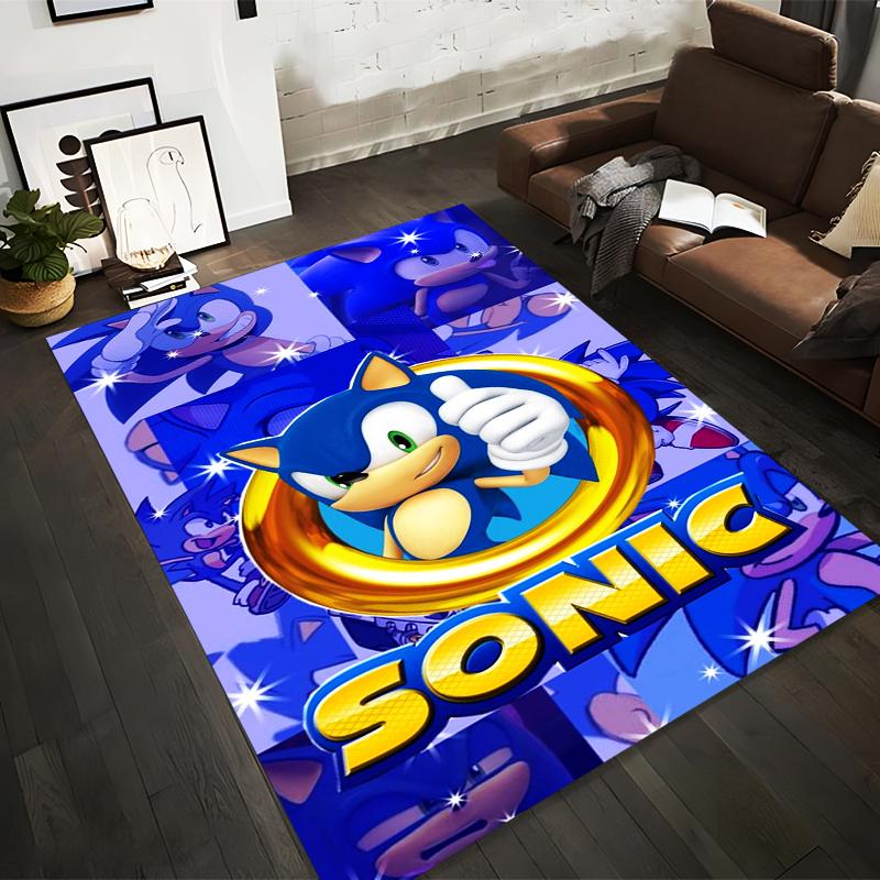 

Blue Sonic Cartoon Style Carpet with Golden Ring Design for Home Suitable for use as an anti-slip for living room bedroom sofas 40x60cm( 15x23in )