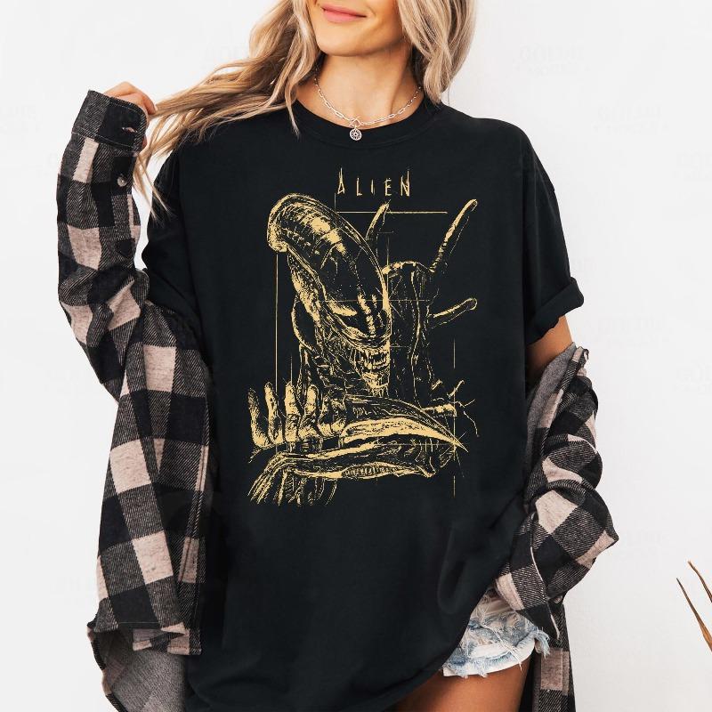 Alien Xenomorph SciFi Horror Shirt Alien Movie Fan Merch Clothing Short Sleeve Shirt Unisex Unisex Women AllSeason Clothing