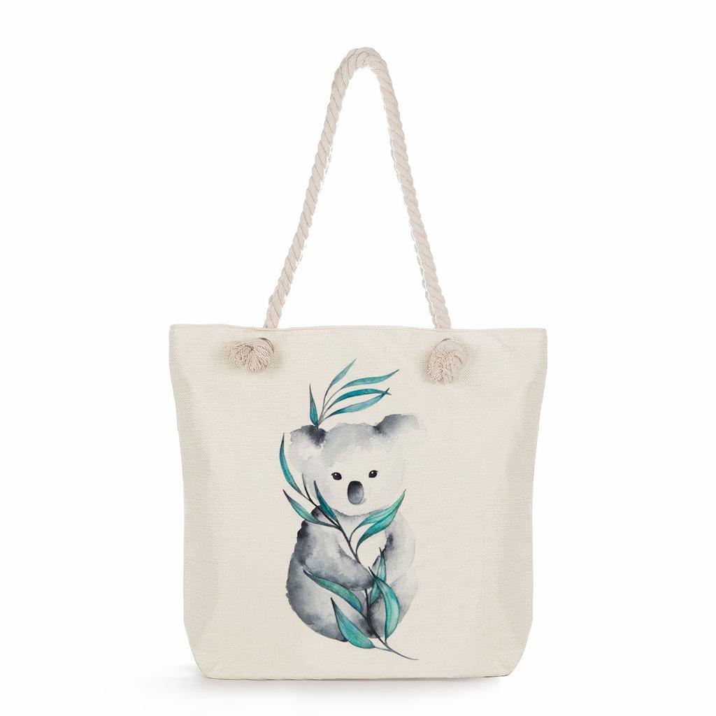 Koala print thick rope single-shoulder beach bag 7265