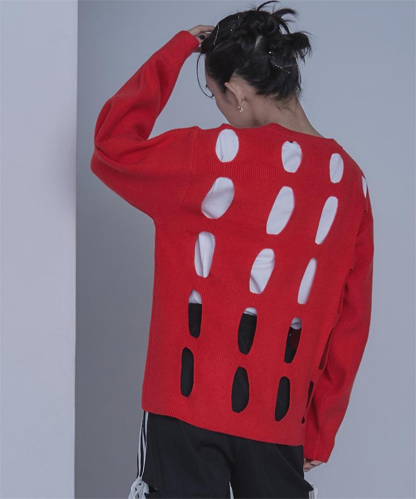 miette Cutout Design Knit REXX1061 Free Size Red Women's