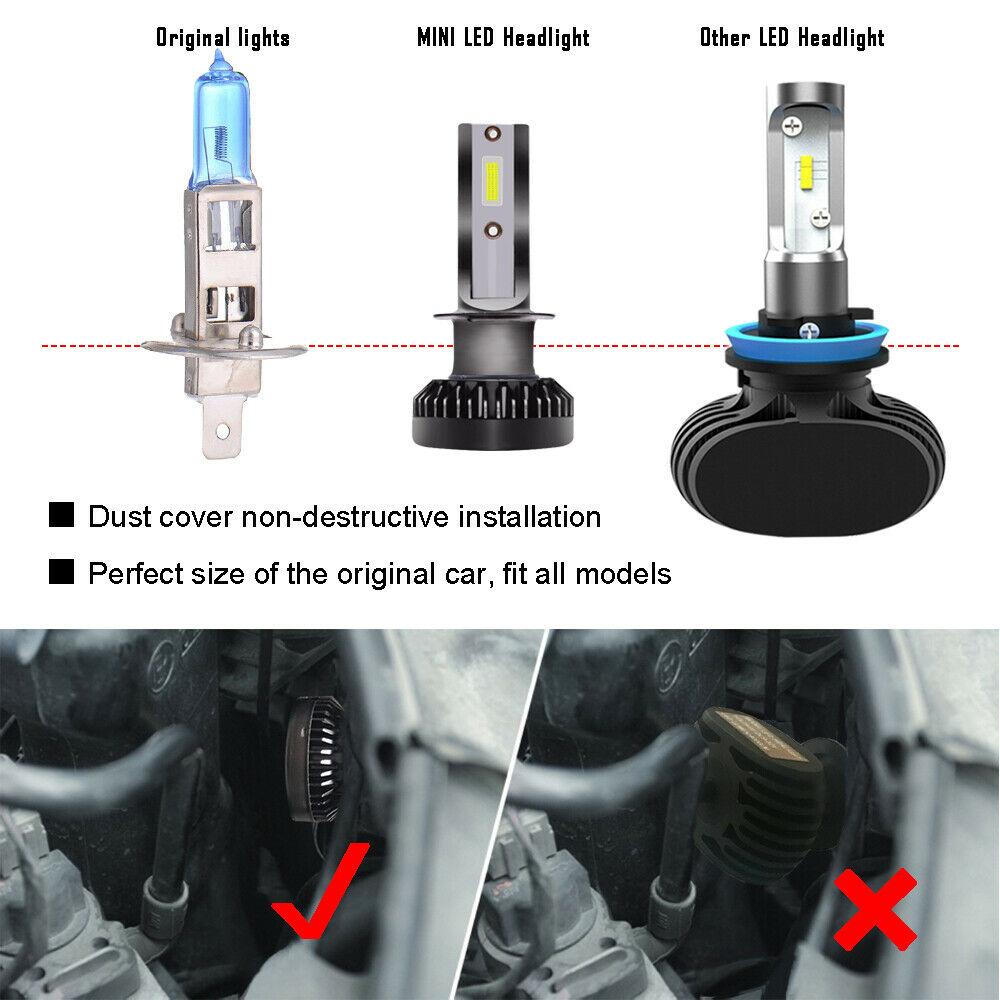 2Pcs White 9005 HB3 Led Headlight Bulbs High Low Beams 8000LM 6000K 80W Lights