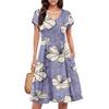 Womens Summer Dress Short Sleeve V Neck Short Dresses Fashion Casual Flowy A Line Swing Sundress With Pocket