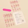 24pcs Press On Nail Short Almond False Nail With 3D Flowers Designs Glossy Artificial Full Cover Stick On Nail for Women