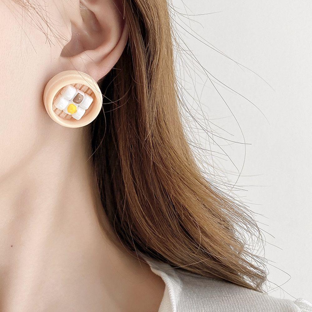 

buns Acrylic Simulation Food Earrings Female Ear studs Korean Style Earrings Fashion Jewelry