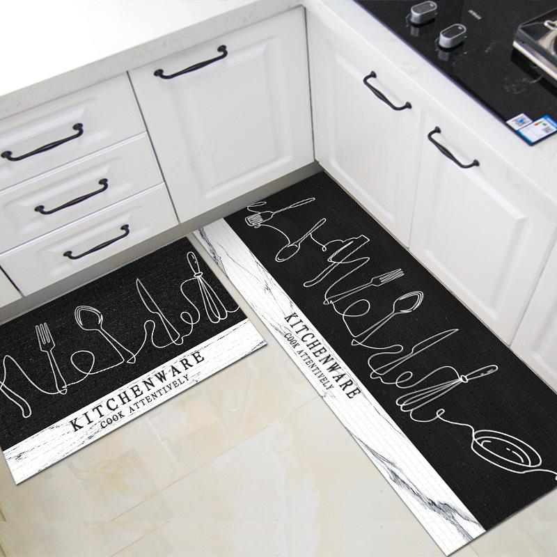 Kitchen Floor Mat Leather Washable and Scrubable Carpet Floor Mat Pattern