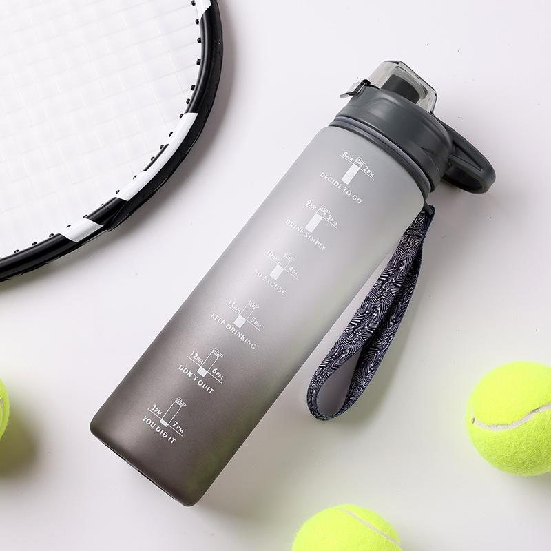 Water Bottle Hot Summer 1L Large Capacity Plastic Cup Gradual Change Matte Sports Water Cup Female and Male Students Portable Space Cup