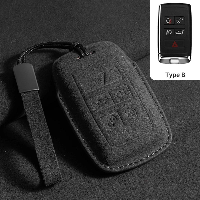Styling Mouldings Suede Leather Car Key Case for Land Rover Range Rover Evoque Discovery Sport Velar for Jaguar XE XF E-Pace F-P