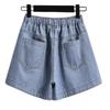 High-Waisted Loose Denim Shorts for Plus-Size Women - Summer Trendy Wide-Leg Elastic Waist 