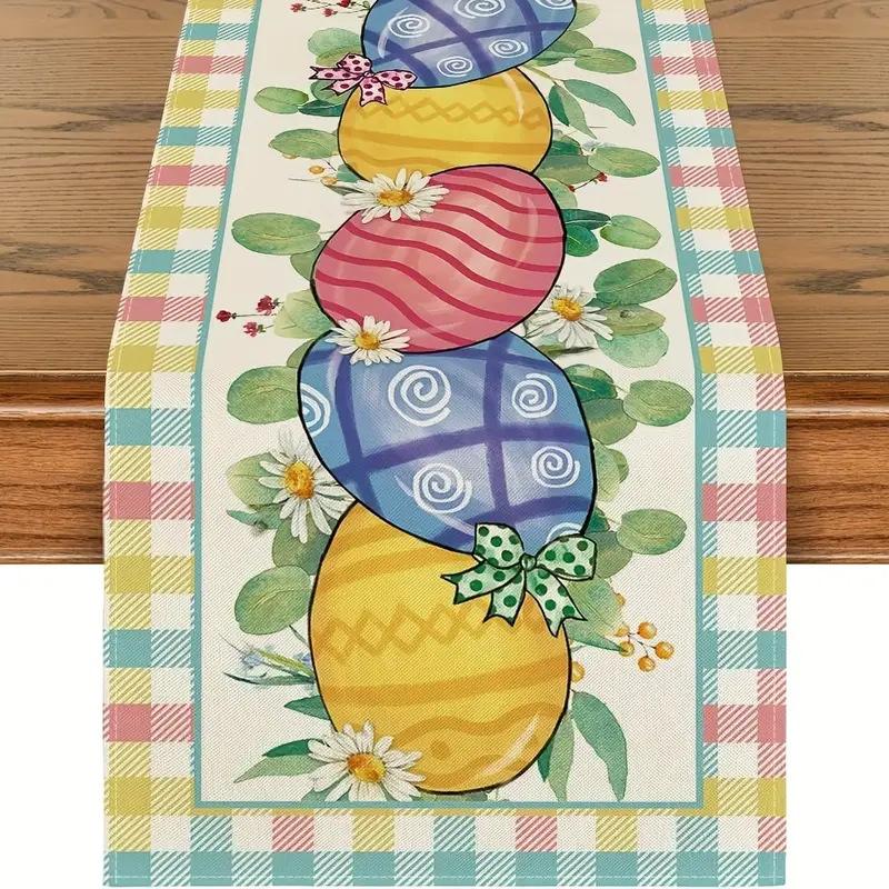 Easter Tablecloth Rectangular Shape Printed Tablecloth Linen Tablecloth Linen Easter Table Runner For Easter Celebration Party