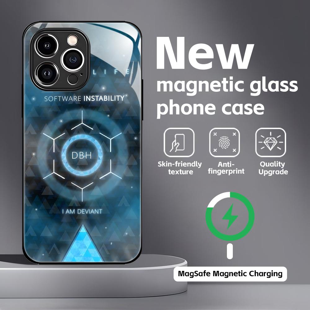 

Classic game Detroit Become Human Phone Case For iPhone17 16 15 14 13 12 11 X XR XS 8 Plus Mini Pro Max Glass Magnetic Case iPhone 12 mini
