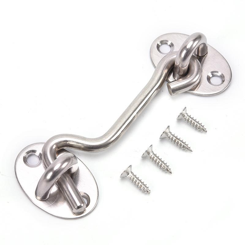 Stainless Steel Cabin Hook And Eye Latch Lock Shed Gate Door Catch Silent Holder