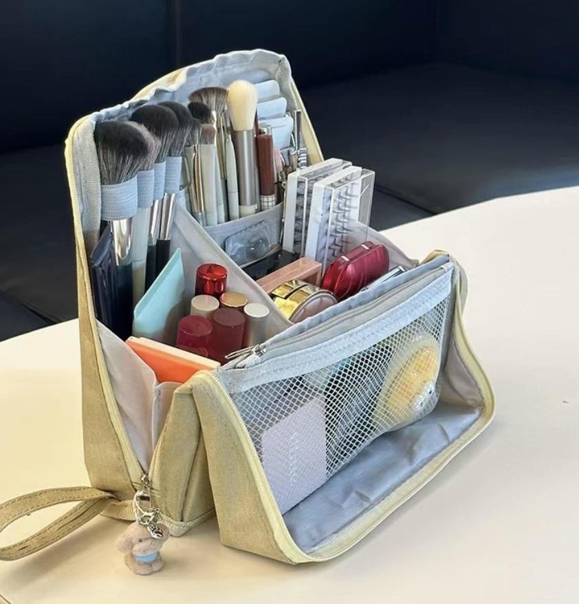 

Large Capacity Multi-functional Women s Travel Comestics Storage Bag Makeup Organizer Makeup Brush Holer Toiletry Washing Bag светло-желтого