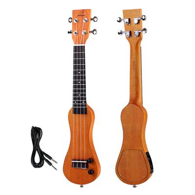 21 inç Elektrikli Ukulele Masif Ahşap Kabuk Maun Ukulele