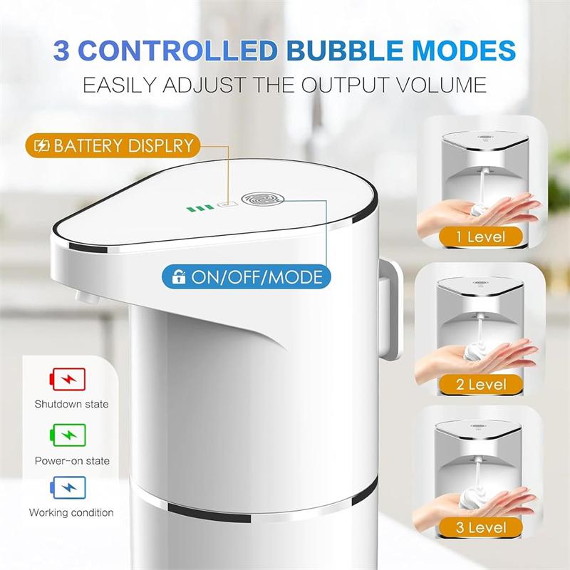 Automatic Foaming Soap Dispenser, 3 Level Adjustable Foam Wall Mount, Usb Rechargeable, Touchless Hand & Dish Soap Dispenser