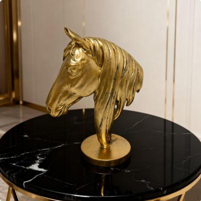 Resin Horse Head Ornament Luxury Accent Bust Sculpture Symbol of Success Modern Equestrian