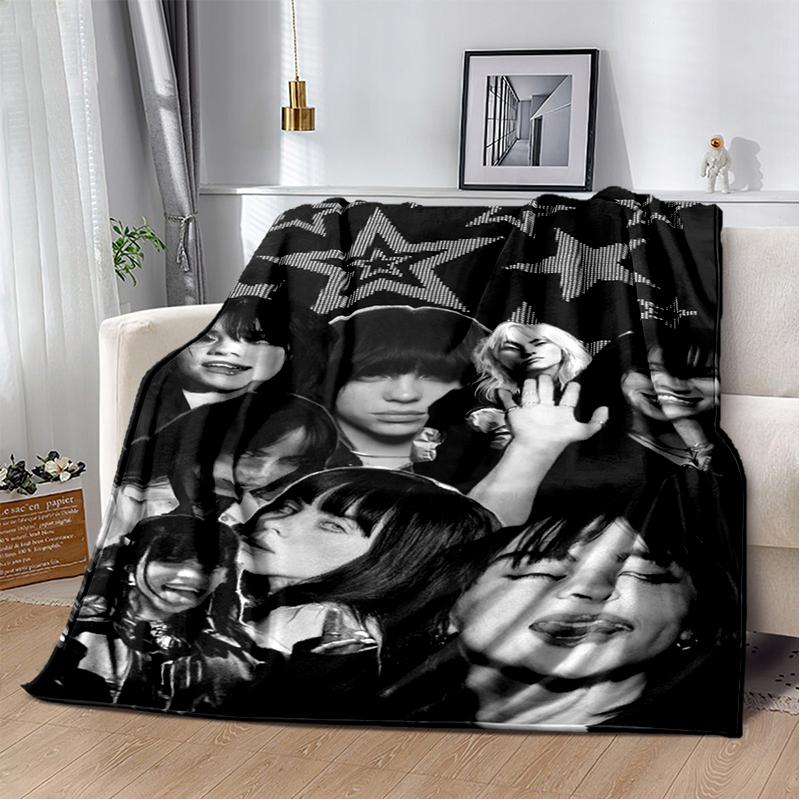 3D Hit Me Hard and Soft Billie Eilish Zpěvačka Měkká flanelová deka na postel, ložnici, pohovku, piknik, přehoz na přikrytí, dárek pro děti