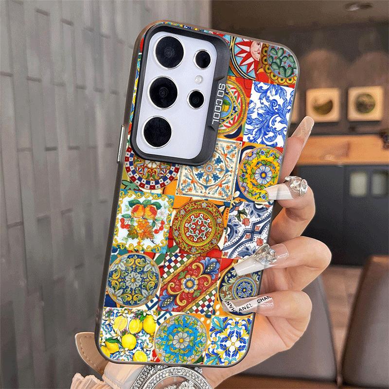 Italian Sicilian Style Floral Pattern Soft Phone Case for Samsung A17 A16 A15 A14 A13 A57 A56 A55 A54 A53 A37 A36 A35 A34 A33 A2