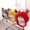 Antlers Christmas Hat for Children Thicken Plush Headgear White Furry Liner for Christmas Parties Cosplay Accessories