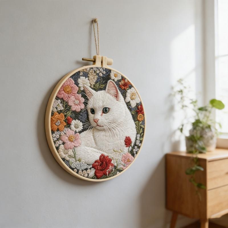 Entspannendes Handarbeits-Set für Katzen Stickerei Enthält Materialien und Anleitungen für Alle