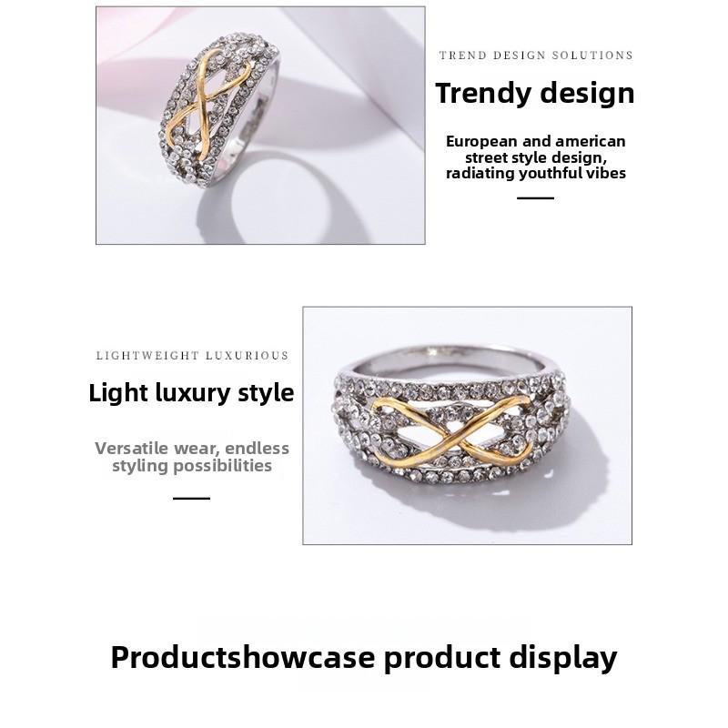 Rhinestone Women's Ring, Ambience Silver Fashion Gold and Silver Two-Tone Ring, Diamond Set
