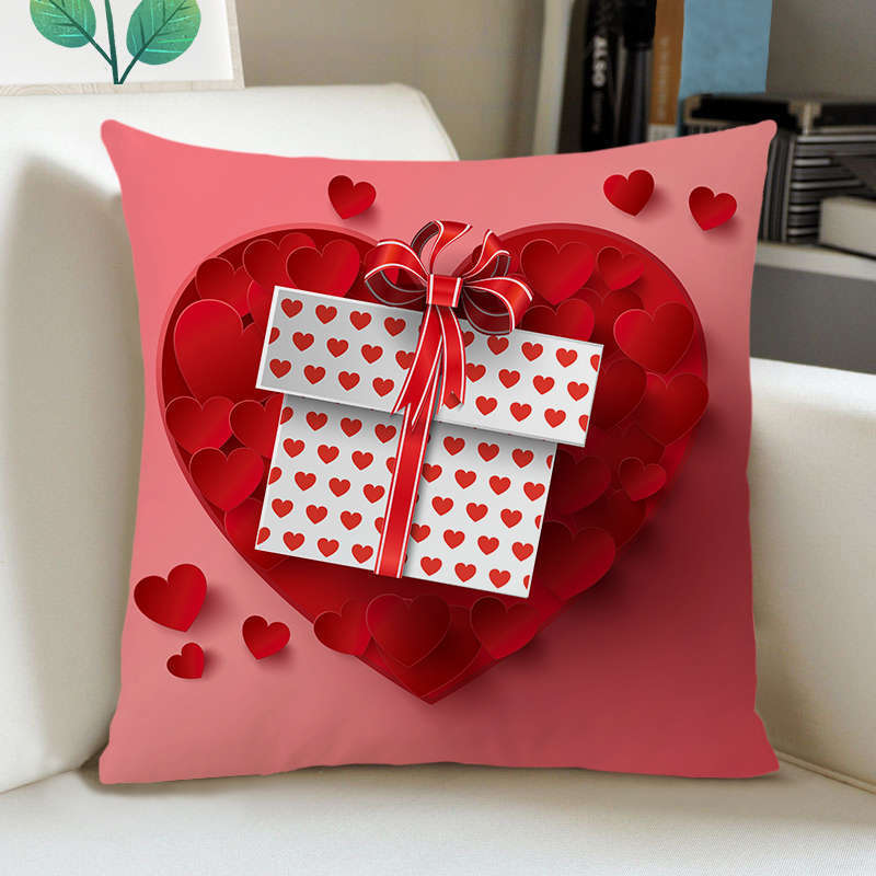 Greeting Card European Bow Gift Peach Skin Valentine's Day Pillow Case Pillow Car Sofa Cushion Cushion