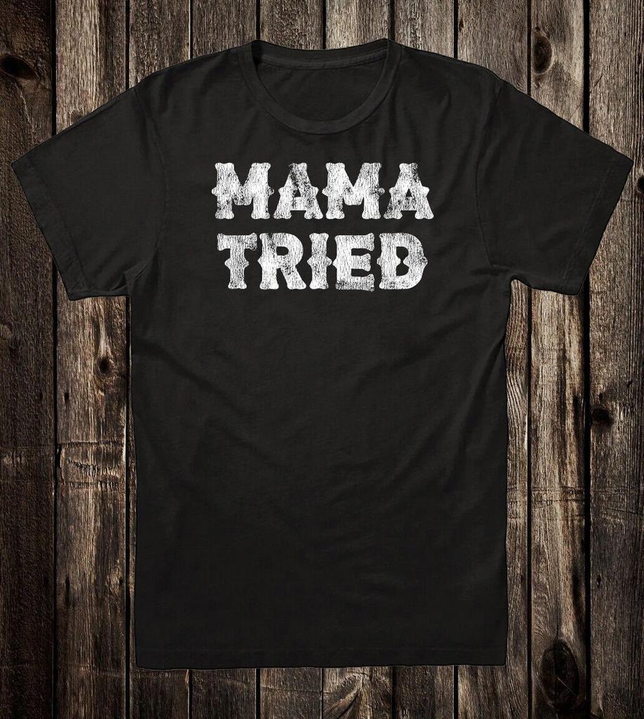 Novelty Tee T Shirt 100% Cotton Retro Biker Tattoo Mama Tried