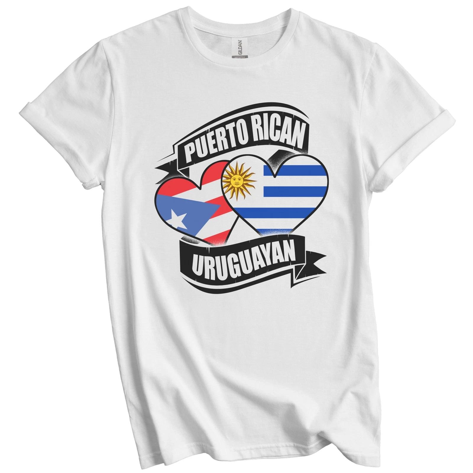 Puerto Rican Uruguayan Hearts Puerto Rico Uruguay Flags T-Shirt L