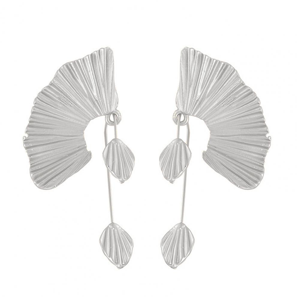 Women Fashion Dangle Earrings Ginkgo Leaf Fan Shape Earrings Vintage Boho Textured Dangle Earrings Jewelry Gifts for Her