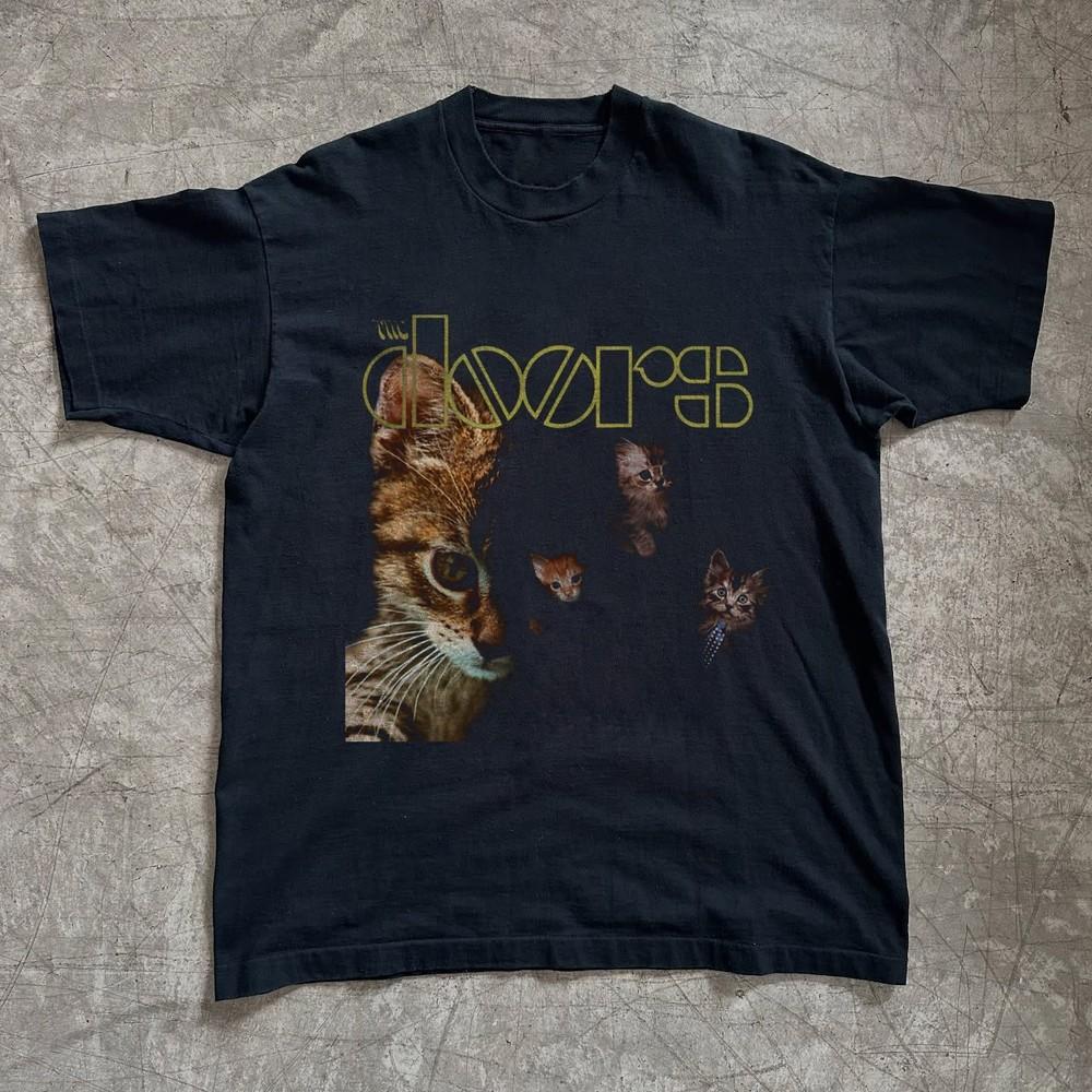 

Рідкісна футболка The Doors з обкладинкою альбому Cat , Чорна футболка унісекс, Розмір S-5XL Футболка унісекс XXXXL