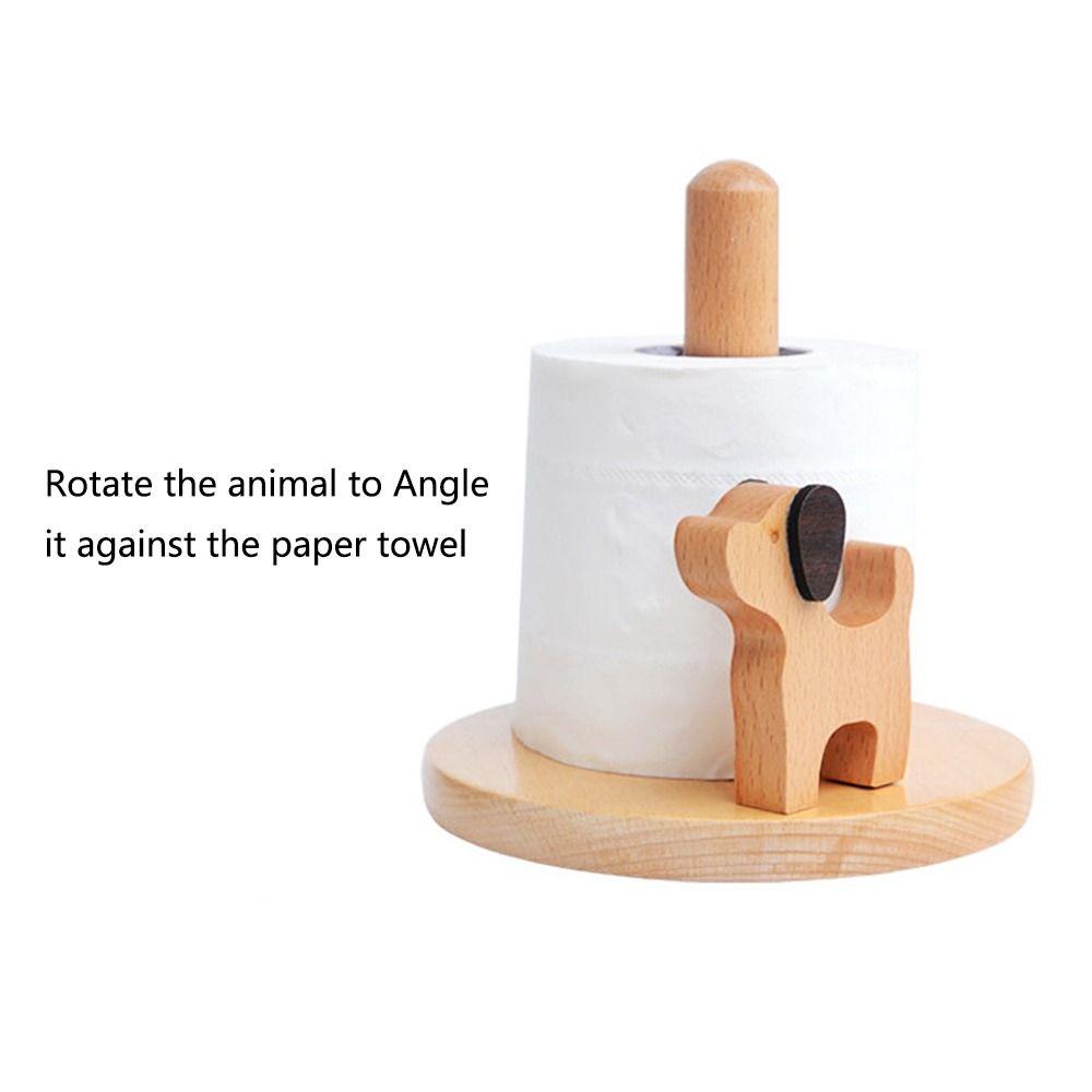 Vertical Cartoon Paper Towel Rack Durable Wooden Paper Roll Stand  Table Top
