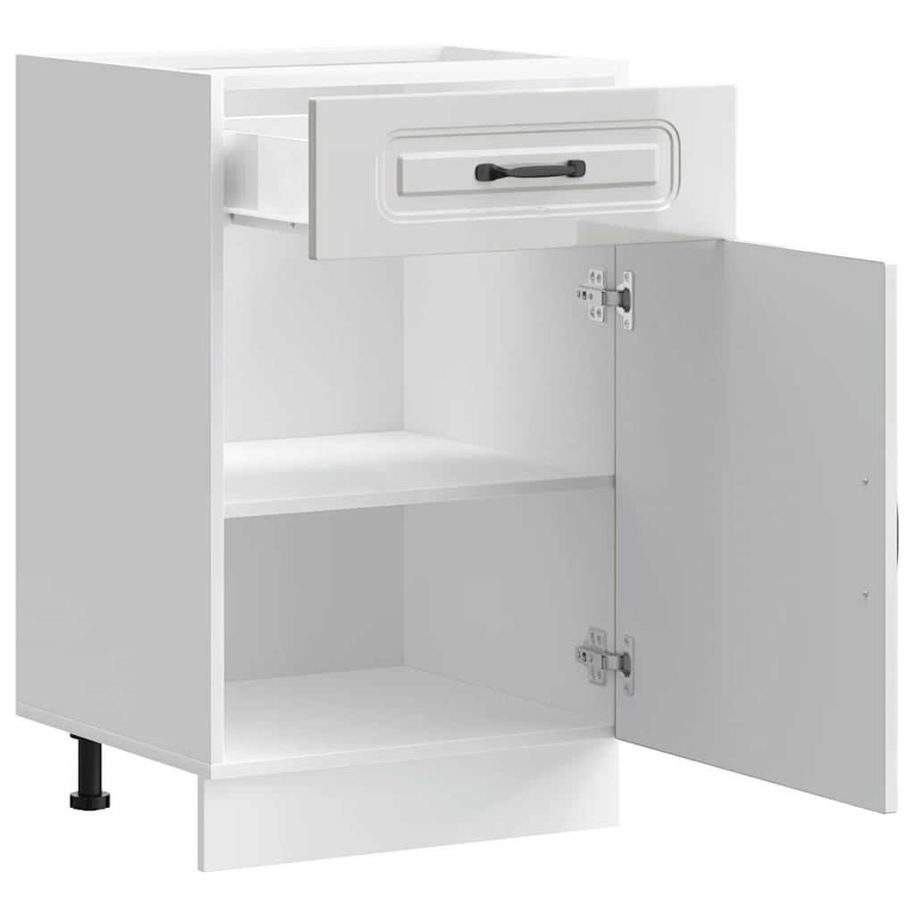 Vidaxl Kitchen Base Cabinet, Kalmar, White, Wood-based Material