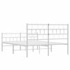 Metal Bed Frame with Headboard and Footboard White 140 x 190 cm