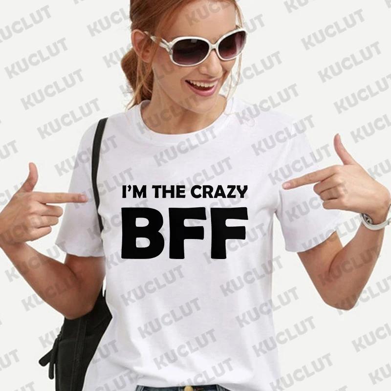 BFF Unisex T-Shirt Vintage Tee Lockere Oberteile Crazy BFF Lustiges Geschenk Beste Freunde Geburtstag T-Shirt für Unisex Sommer Harajuku T-Shirts