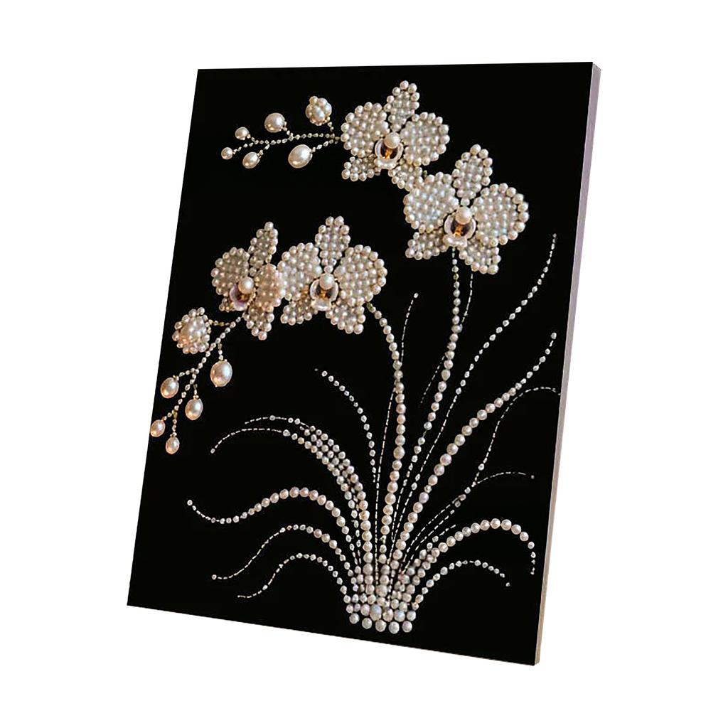 DIY Pearl Art Kit Wave Design Pearl Painting Craft Set with Various Sized Pearls and Adhesive On Canvas for Creative Handmade Decoration