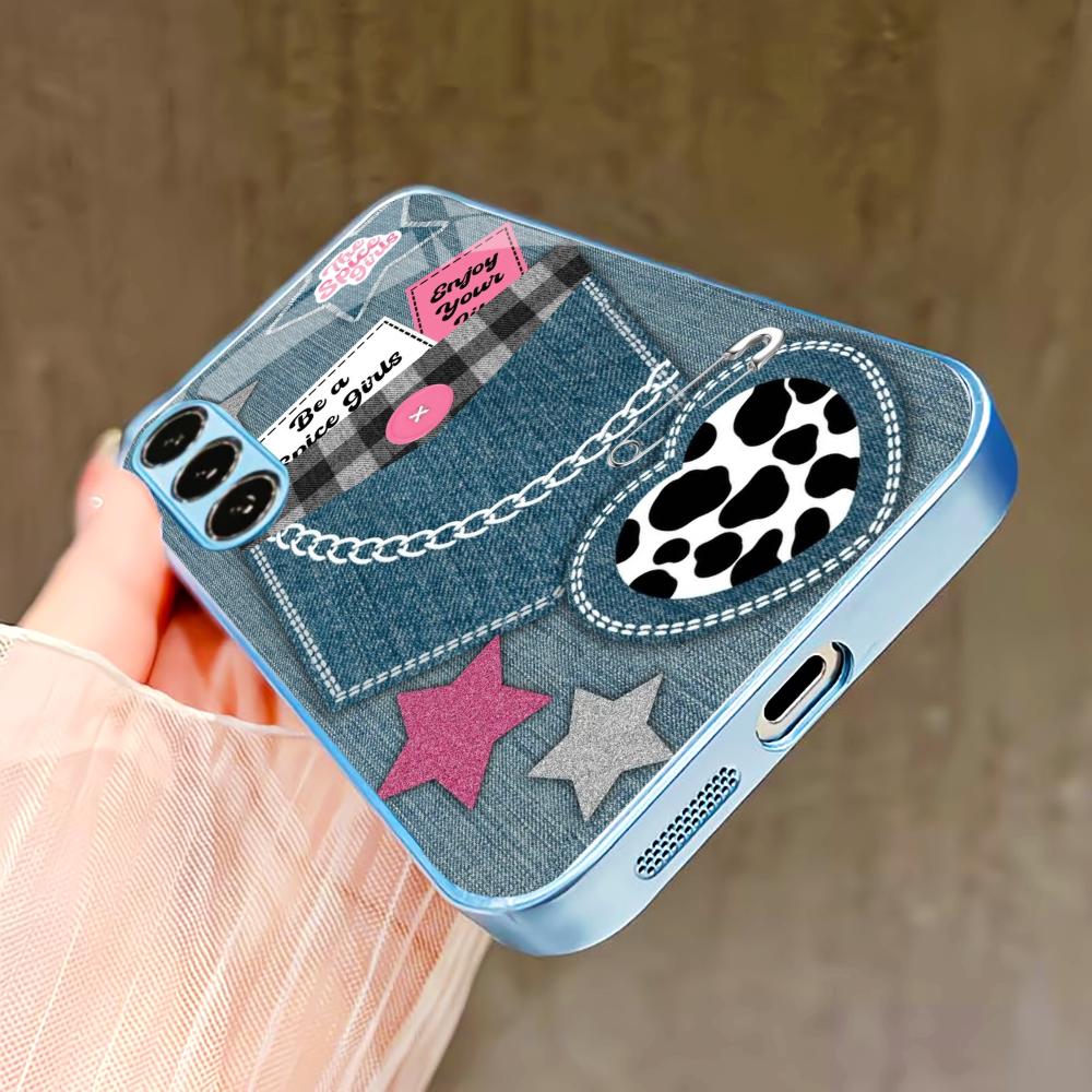 Pocket fabric pattern PhoneCase for Samsung Galaxy S26 S25 S24 S23 S22 FE Ultra Plus Built-in glass feel bare machine Men women
