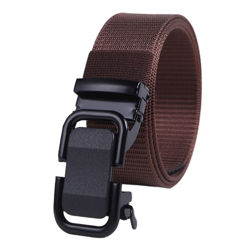 

Men S Outdoor Sports Nylon Tactical Belt Men S Trendy Men S Casual Eight-Character Automatic Buckle Woven Canvas Belt with buckle length 125CM кавовий