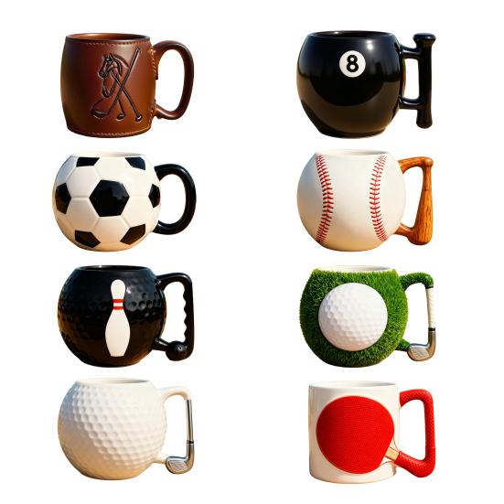 Golf Club Handle Mug Golf Ball Texture Spacious Capacity Golf Cup Sports Ball Mug Golf Enthusiast Gift Drinkware