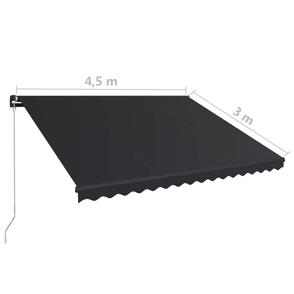Manual Retractable Awning with LED Lighting 450 x 300 cm Anthracite Grey