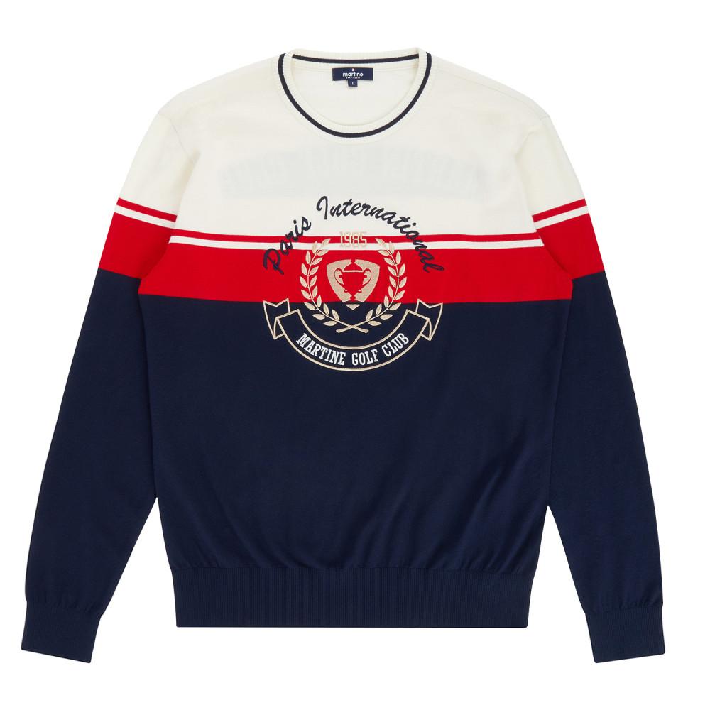 MARTINE GOLF Color Block Crew Neck Sweater_Ivory (Men)