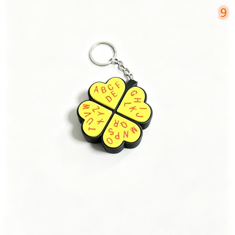 Lucky Four-Leaf Clover Keychain Clickable Buttons Stress Relief Toy Backpack Pendant Party Gift For Kids Adults