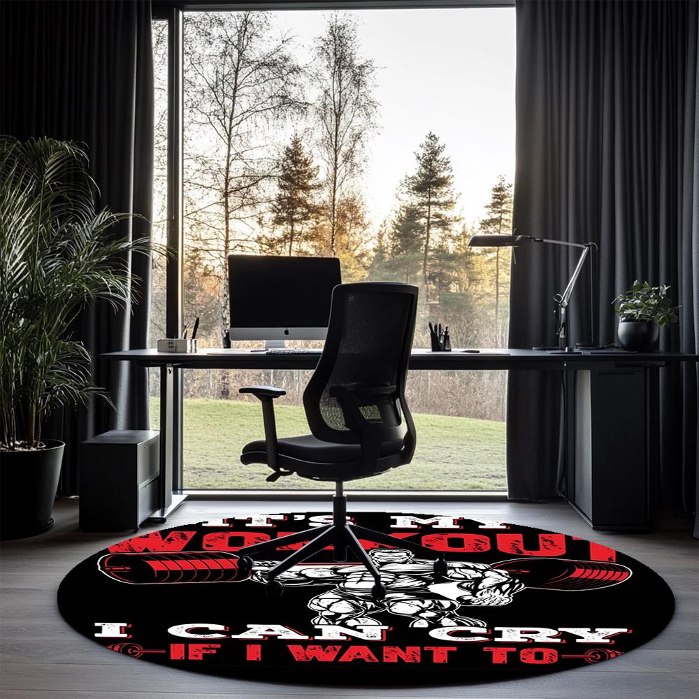 weightlifting Printed Round Rug Carpet Chair Rug Area Rug Entryway Doormats,for Office Chair Living Room Bedroom Kitchen Room.