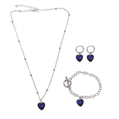 Discoloration Necklace for Women Vintage Fluorescence Heart Shaped Necklace Pendant Jewelry Floating Charm Gifts