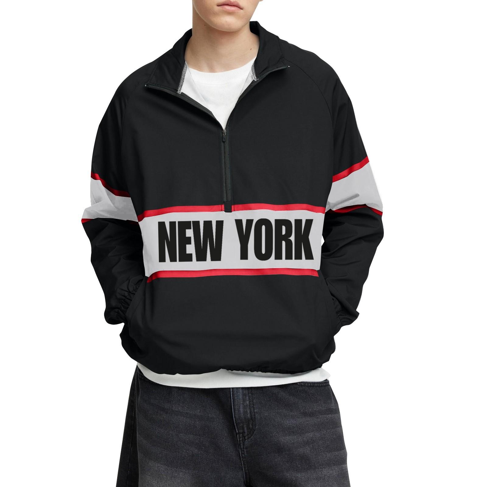 Мужской зимний топ с цветными блоками, воротником-стойкой, полумолнией, рукавом реглан, длинным рукавом L чёрный